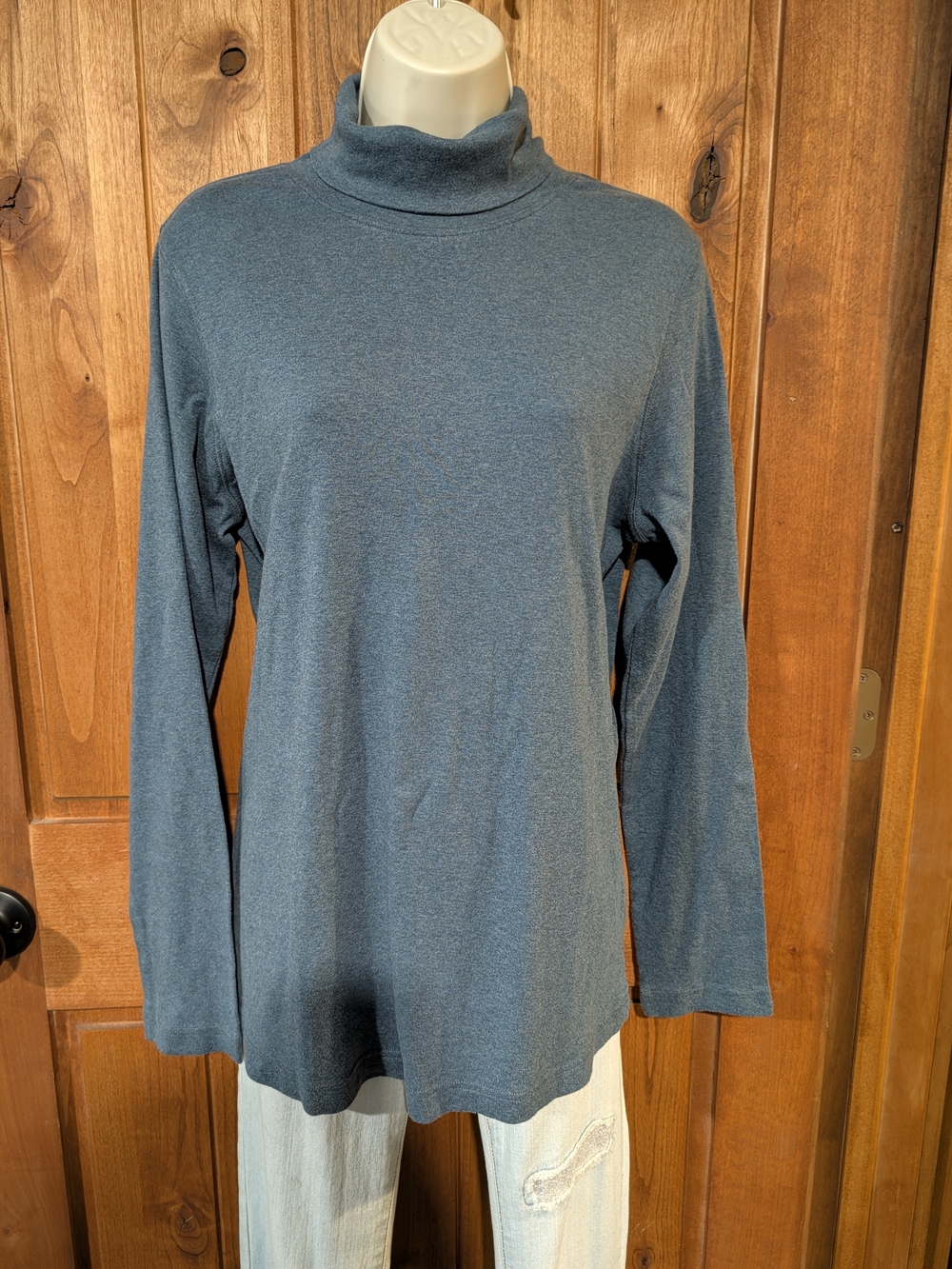 Duluth Trading Co Steel Blue Turtleneck Long Sleeve Top